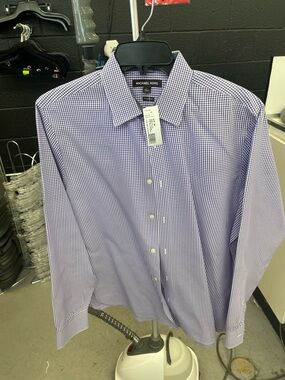 Michael Kors Men's Lavender Gingham Dress Shirt
